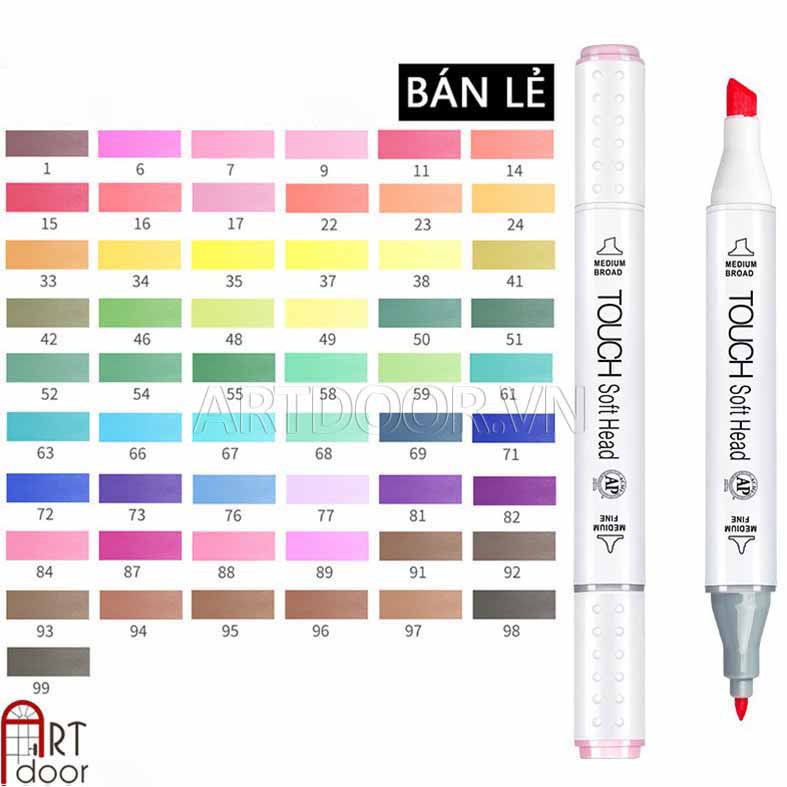 [ARTDOOR] Bút Marker TOUCH SOFT HEAD (từ 1~59)