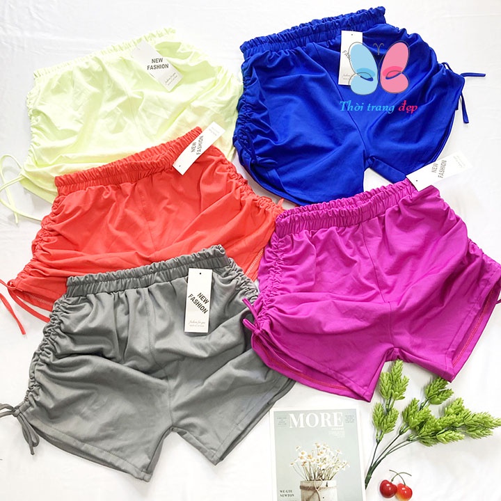 Quần đùi nữ Freesize từ 45-55kg, quần short nữ thể thao, mặc nhà thun trơn rút dây - QU70