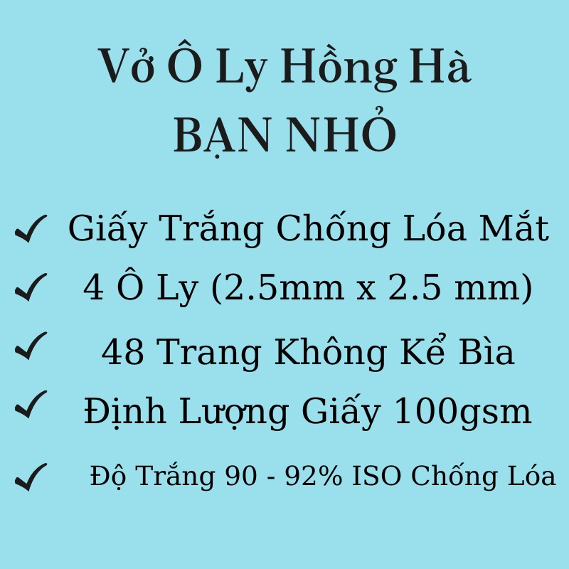 Vở ô ly hồng hà bạn nhỏ 6 sao - 1 quyển - chống lóa - 48 trang - vở ô ly cho bé - học sinh - MIYABI STORE
