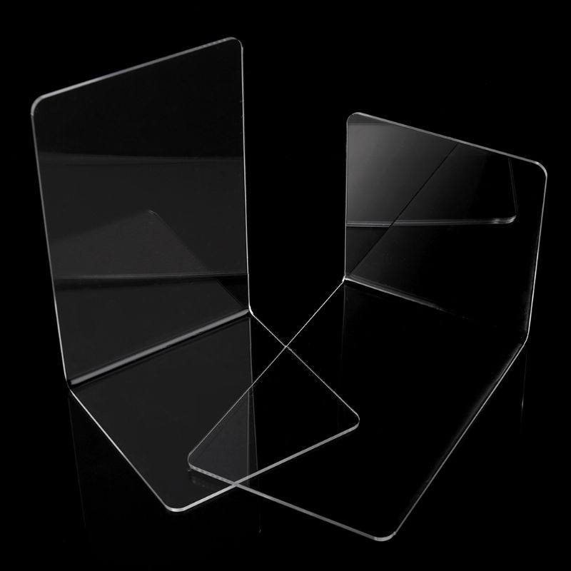 Bộ 2 Giá Đỡ Sách Bằng Acrylic Trong Suốt Hình Chữ L Để Bàn Tiện Dụng