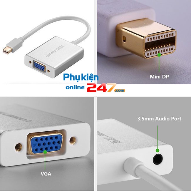 [Mã 254ELSALE giảm 7% đơn 300K] Cáp chuyển Mini Display Port trên Macbook ra máy chiếu VGA