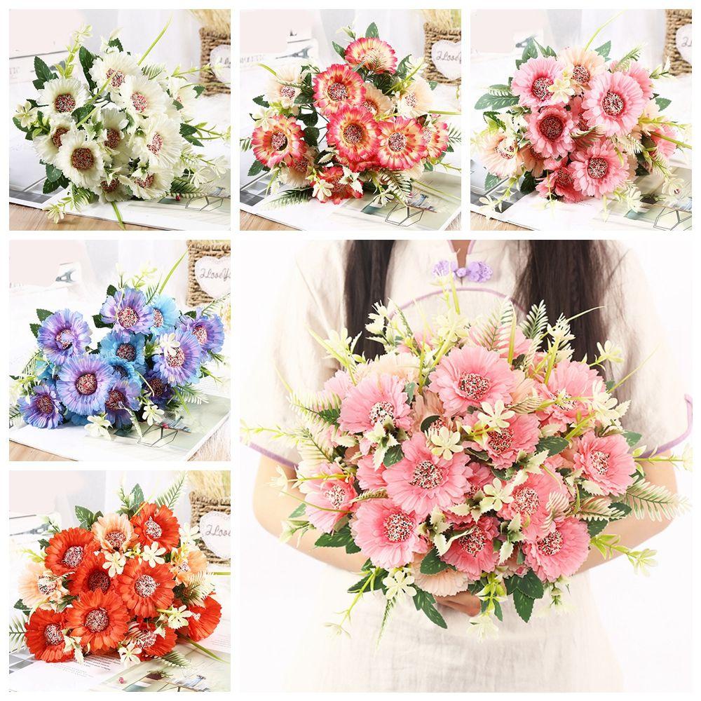 CONOPERY Bó Hoa Mẫu Đơn Giả Bằng Lụa Màu Vàng Sáng Thời Trang