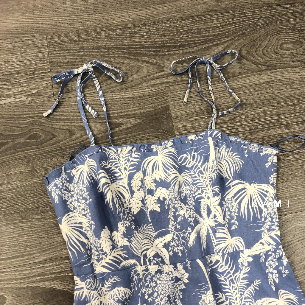 Đầm dây OLIVER BONAS xanh họa tiết lá KAMI