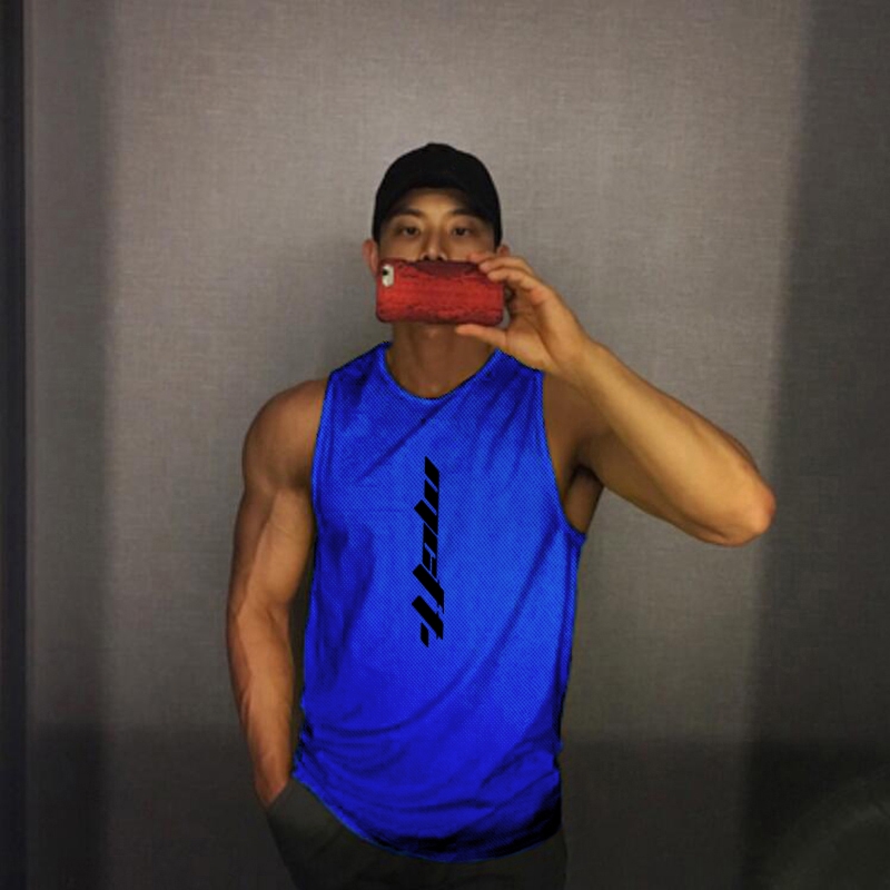 New Gym Mesh Fitness Summer Fashion Workout Tank Top Men Musculation Clothing Bodybuilding Sport Sleeveless Shirt Quick Dry Vest