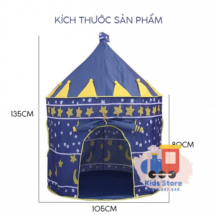 Lều lâu đài kết hợp Khung nhà bóng - Lều công chúa Hoàng từ - 2 màu Xanh/Hồng