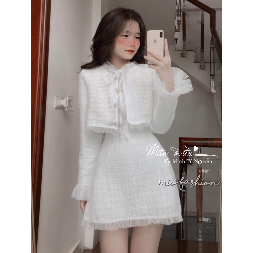 Set dạ tweed phối ren siêu xinh phong cách tiểu thư hàng Quảng Châu cao cấp_hàng ORDER | BigBuy360 - bigbuy360.vn