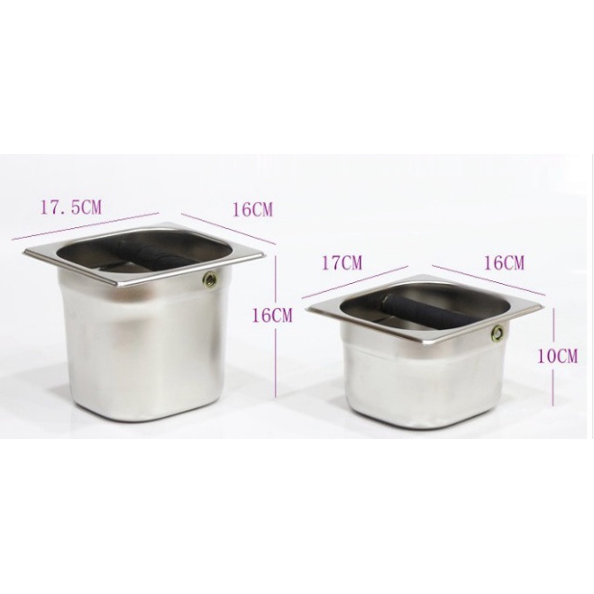 Hộp Hộc Đập Bã Cafe, Đựng Bã Cà Phê Inox Cao 10 - 15cm