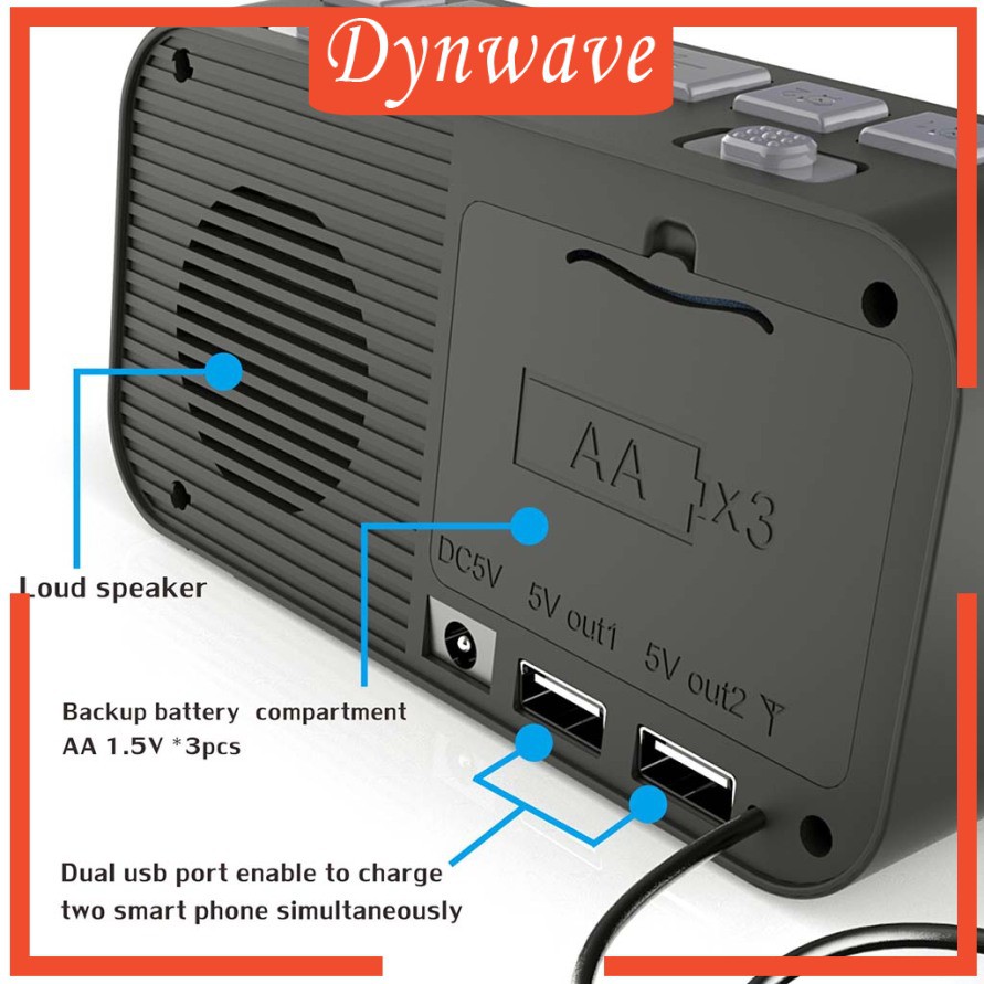 Đồng Hồ Báo Thức Điện Tử Có Đèn Led Dab + Fm Với Màn Hình Lcd