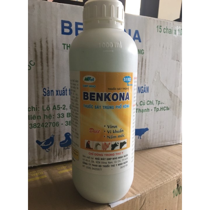 --- Benkona 1L/ chai -Thuốc đặc trị vi khuẩn, vi rút, nấm mốc trên phong lan chất, giá rẻ.