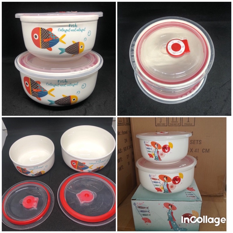 🎁 Bộ 2 bát sứ có nắp hút chân không