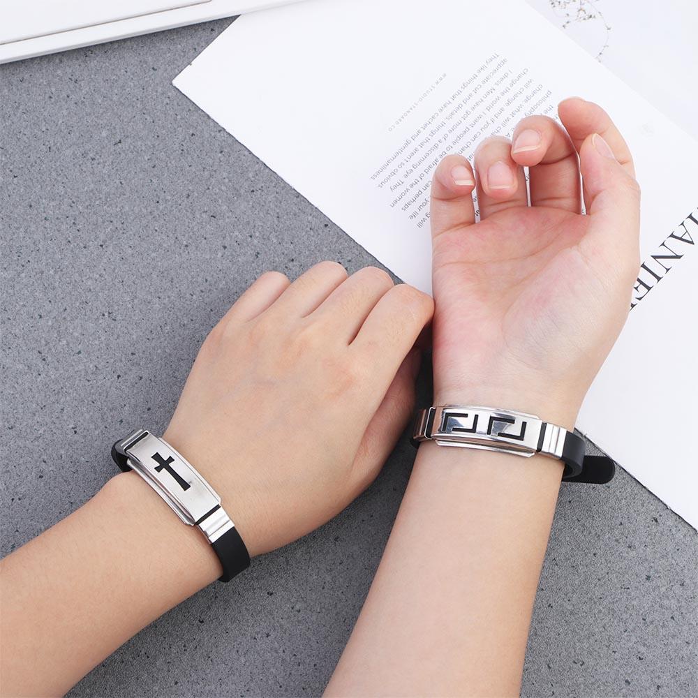 Qqmall Vòng Tay Silicone Họa Tiết Hui Thời Trang Đường Phố Hàn Quốc