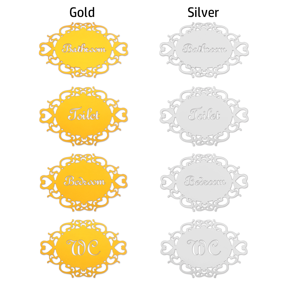 Decal acrylic dán cửa in chữ WC/Toilet/Bathroom cho nhà DIY