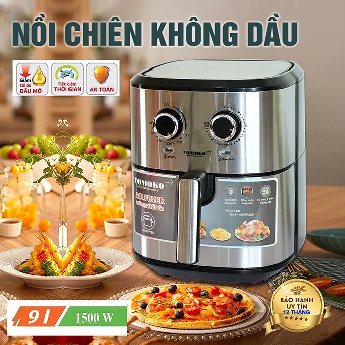 Nồi chiên không dầu 8 Lít Cảm Ứng - Núm Vặn Cơ - Công Suất Lớn Đa Chức