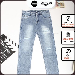 Quần Nam Quần Jean Xanh Rách Gối Ống Đứng Menzex Đủ Size Bảo Hành Đổi Trả