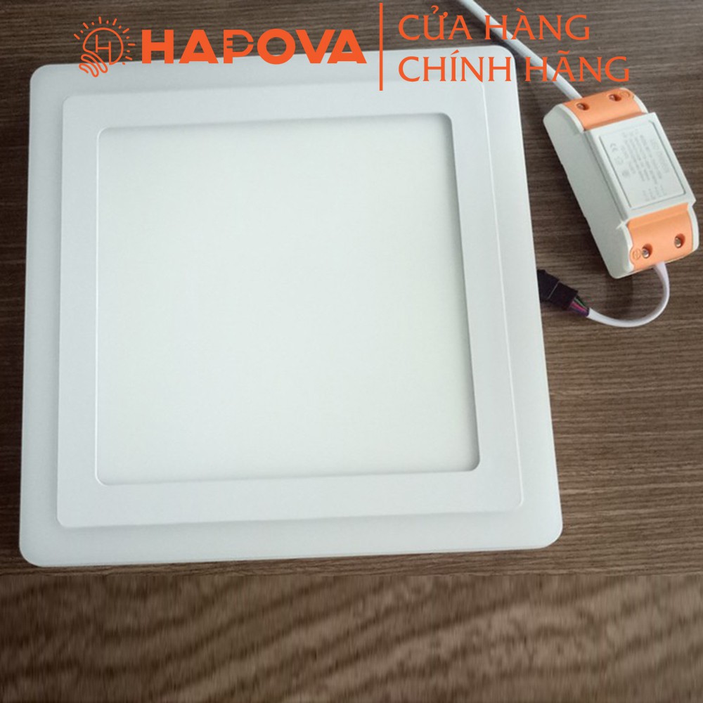 Đèn Led ốp trần 24w ( 18w +6w) vuông nổi 2 màu 3 chế độ sáng trắng HAPOVA OT 2021