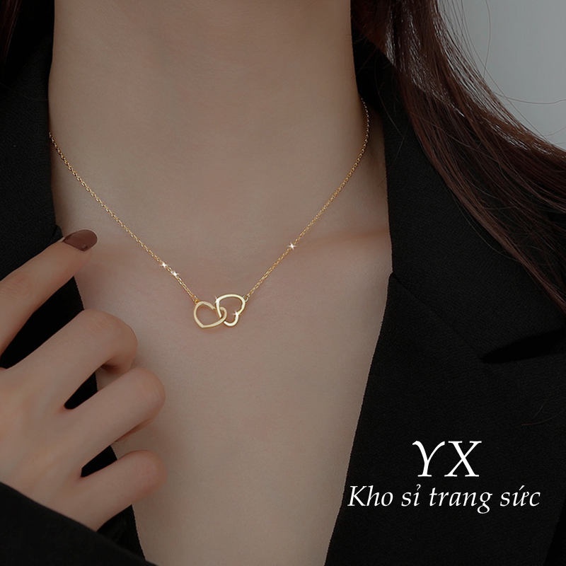 Vòng cổ titan nữ KHỔNG GỈ dây chuyền vàng mạ 18k mặt trái tim xinh xắn trang sức titan mẫu mới 2021 phong cách hàn quốc