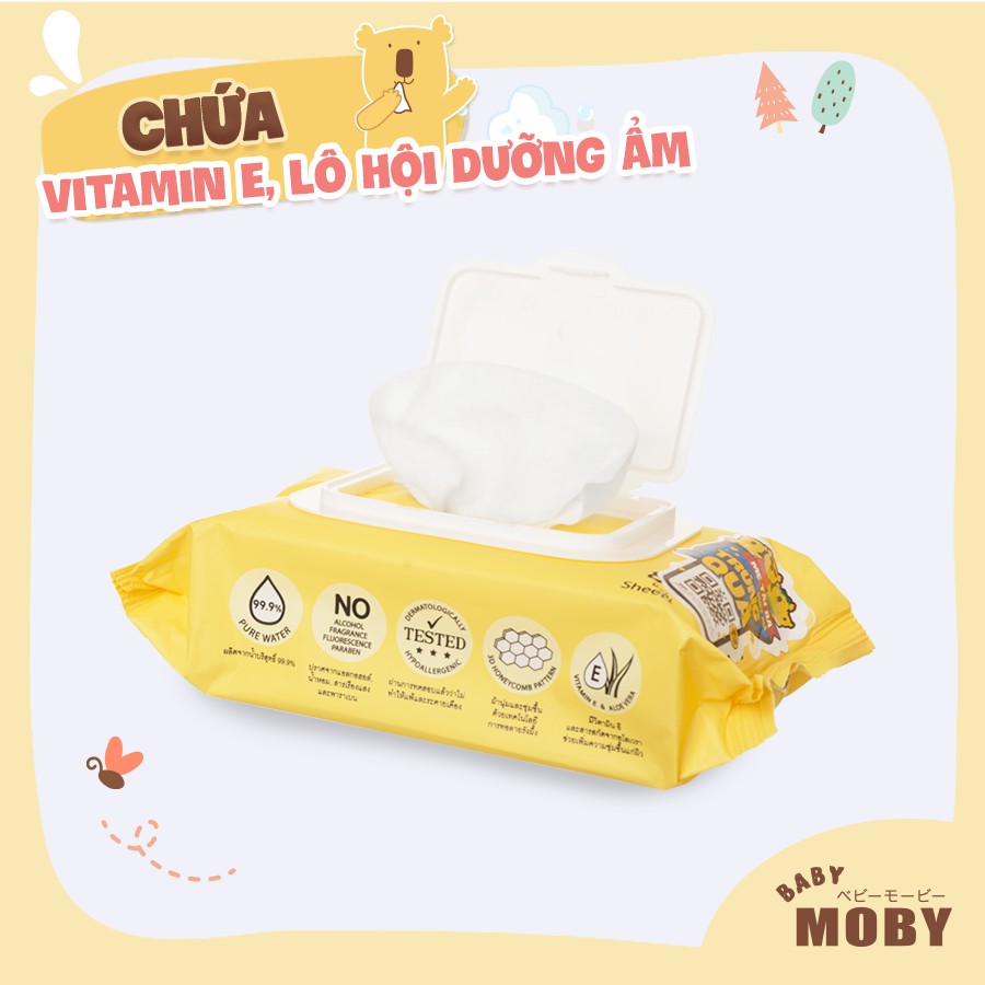 [Hàng Chính Hãng] KHĂN GIẤY ƯỚT MOBY VÂN NÔI KHÔNG MÙI 80 TỜ