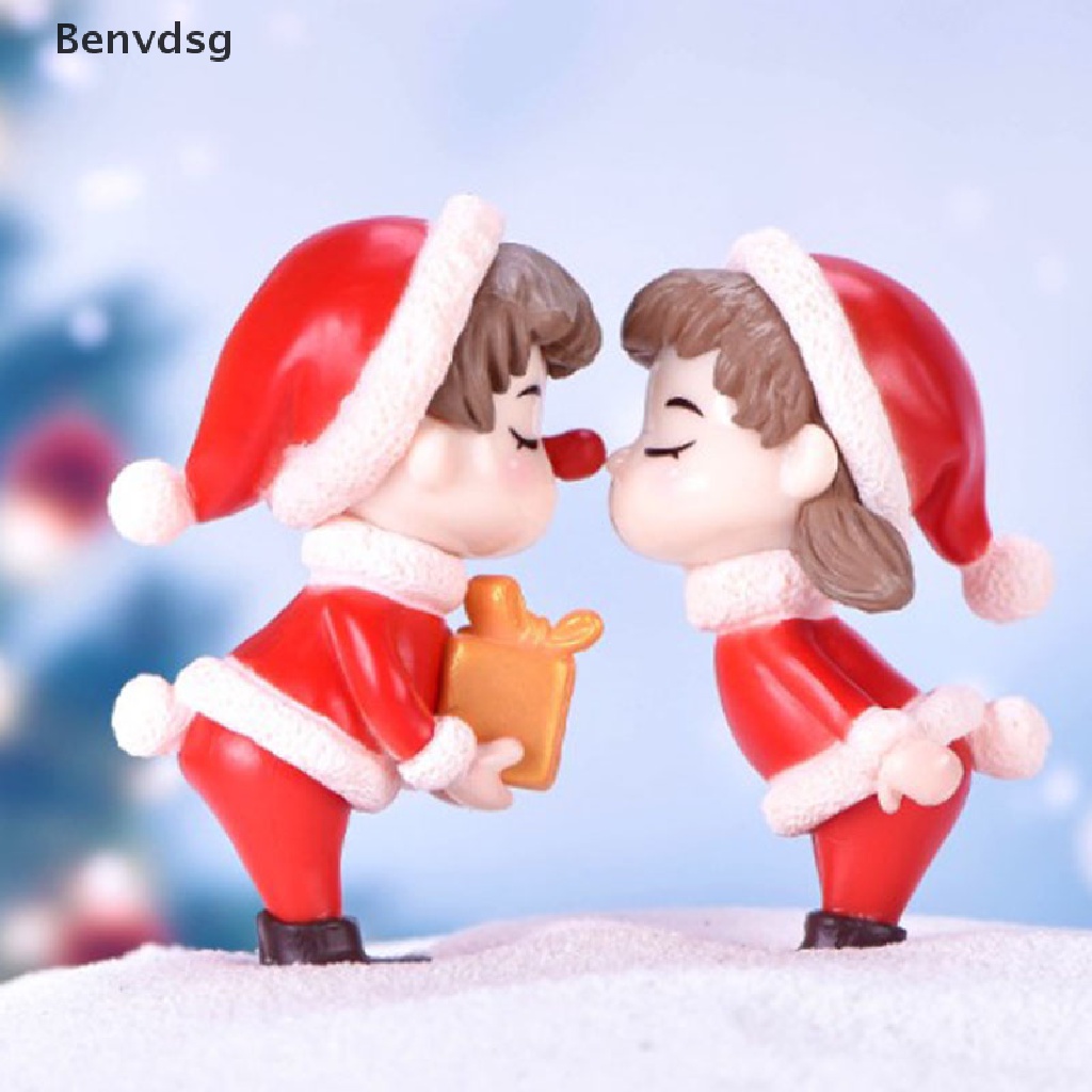 Set 2 Mô Hình Cặp Đôi Giáng Sinh Mini Bằng Nhựa Resin Đáng Yêu Dùng Trang Trí