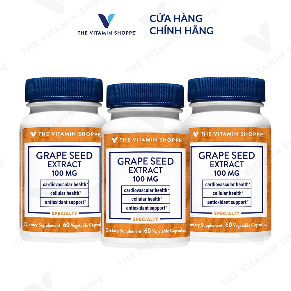 Viên uống chống oxy hóa THE VITAMIN SHOPPE Grape Seed Extract 100 MG 60/120 viên