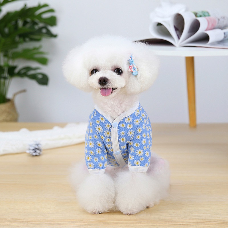 Áo Khoác Len Họa Tiết Hoa Cúc Thời Trang Thu Đông Cho Thú Cưng
