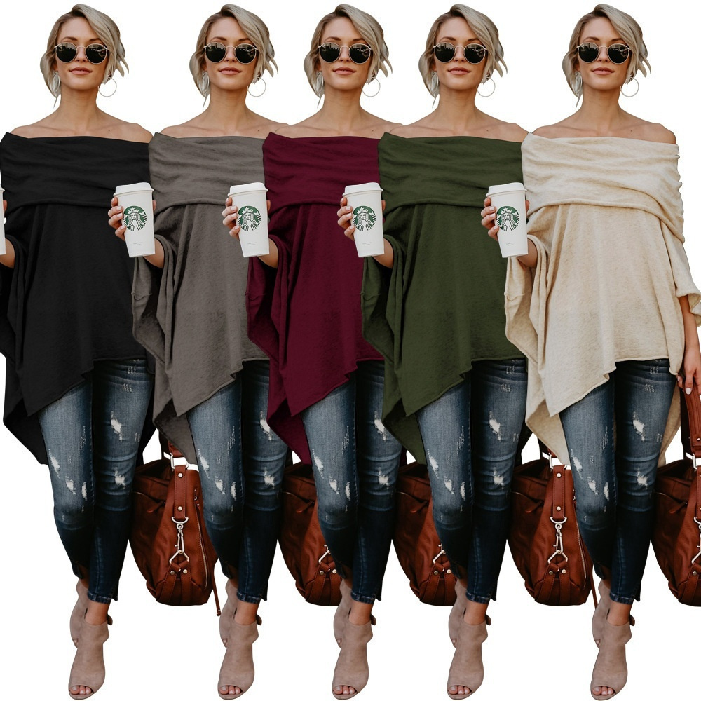 Women Fashion Tops Long Sleeve Off Shoulder Pullover Casual Loose Shirt Elegant Blouse