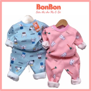 Đồ bộ bé trai bé gái mặc nhà hàng nỉ bông ấm áp size 3-15kg