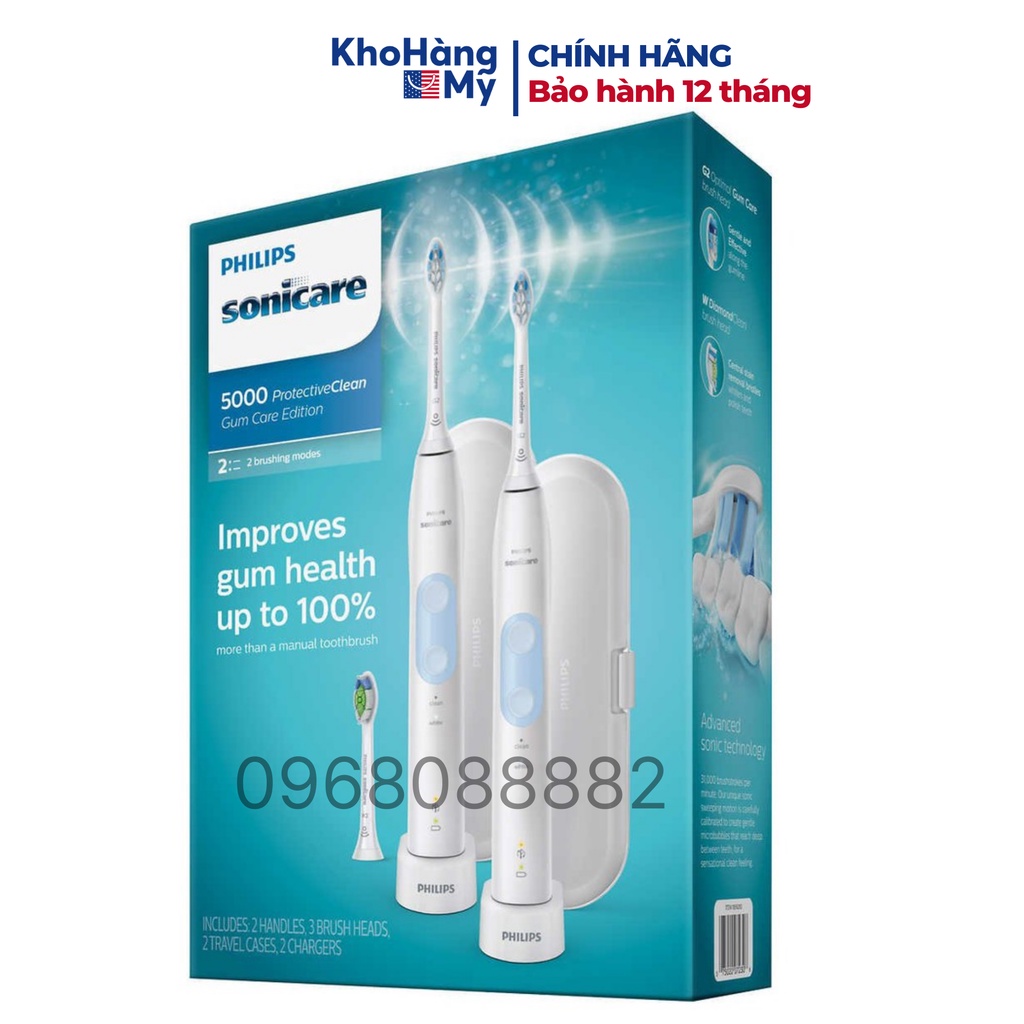 Set đôi bàn chải điện Philips sonicare 5000