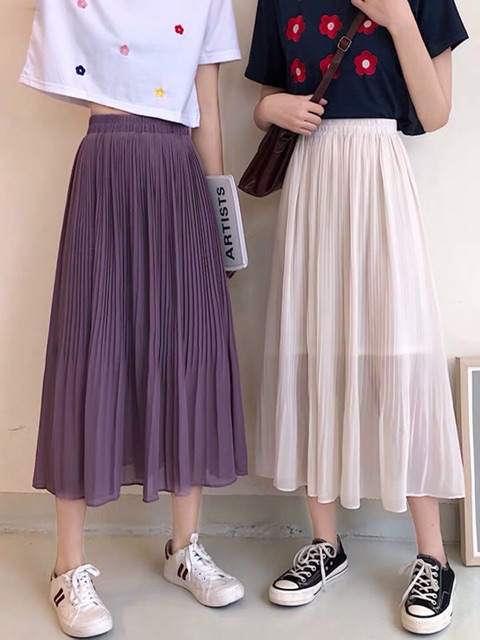 (Order) Chân váy xếp li dáng xoè, cạp chun, lót cotton tới gối ( nhiều ảnh thật cuối) | BigBuy360 - bigbuy360.vn