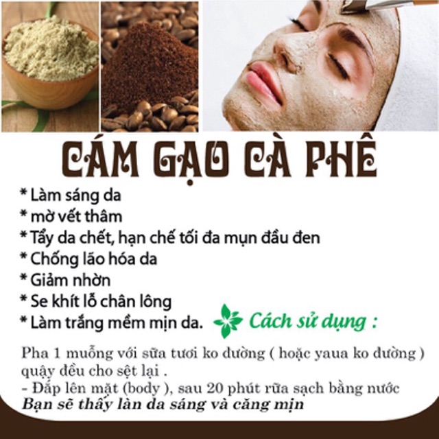 500gram Tinh Cám Gạo Cafe Handmade - Trắng Da + Tẩy Tbc + Mịn Da