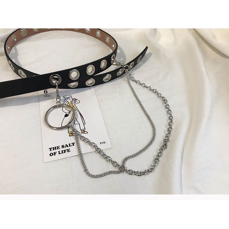 Dây nịt nhiều khoen tích hợp dây xích phong cách thời trang hiphop cá tính