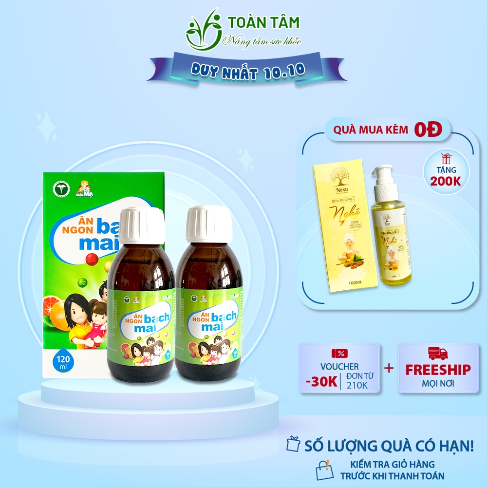 Combo 2 lọ siro ăn ngon Bạch Mai cho bé, siro ăn ngon cho trẻ tăng chiều cao, sức đề kháng VIGOR Toàn Tâm