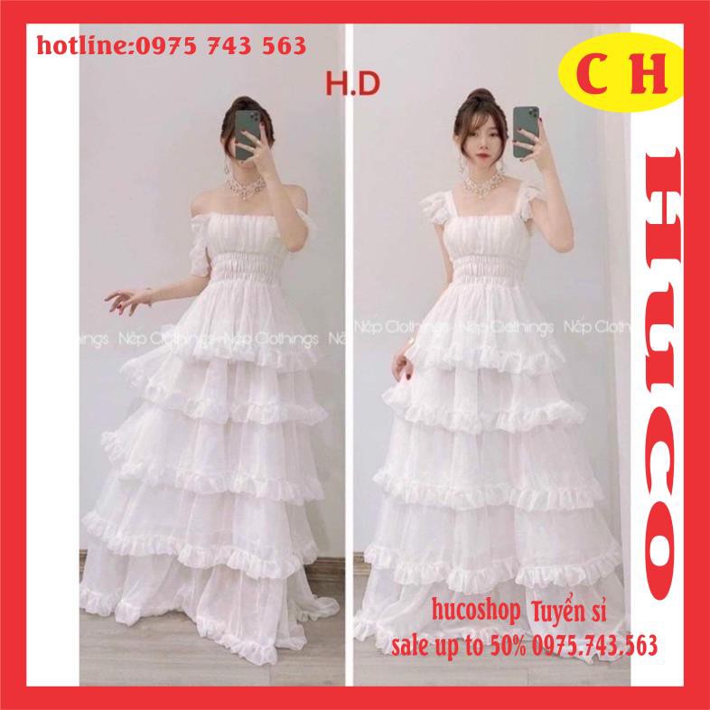 [ẢNH TỰ CHỤP] váy hai dây cánh tiên vintage mặc hai kiểu chân váy xòe năm tầng hai lớp có miếng đệm mút ngực  hucoshop | BigBuy360 - bigbuy360.vn