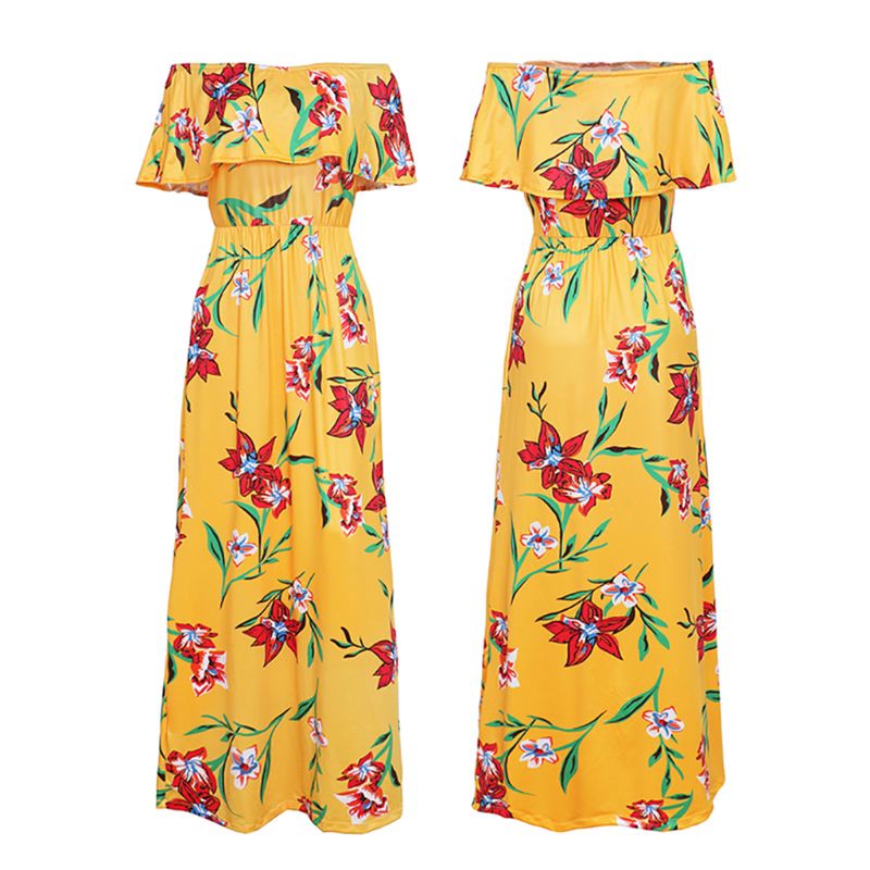 Đầm Maxi Dáng Dài Hở Vai In Hoa Kiểu Boho Thời Trang Mùa Hè 2019 Cho Nữ