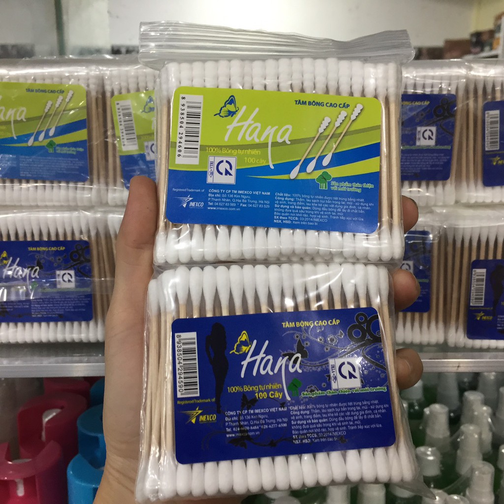 Bông ngoáy tai thân gỗ Hana 200 cây