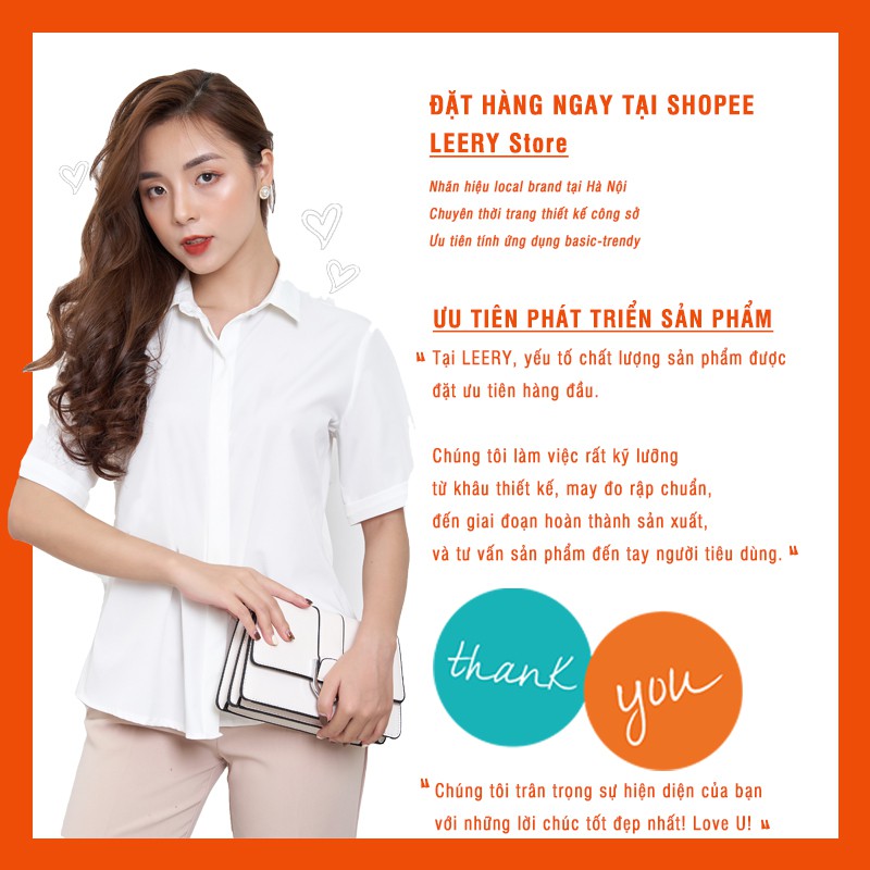 Áo sơ mi nữ đẹp tay ngắn công sở màu Đen Trắng Xanh Be kiểu Hàn Quốc form rộng chất lụa cao cấp LEERY SM-02 | BigBuy360 - bigbuy360.vn