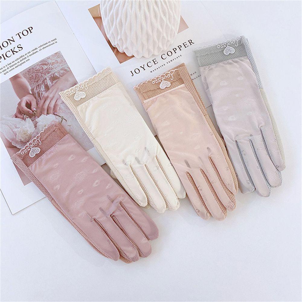 Găng Tay Chống Nắng Vải Lụa Phối Ren MIHAN1