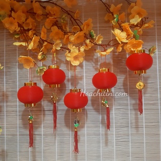 Set 5 Lồng đèn tròn đỏ trang trí Tết