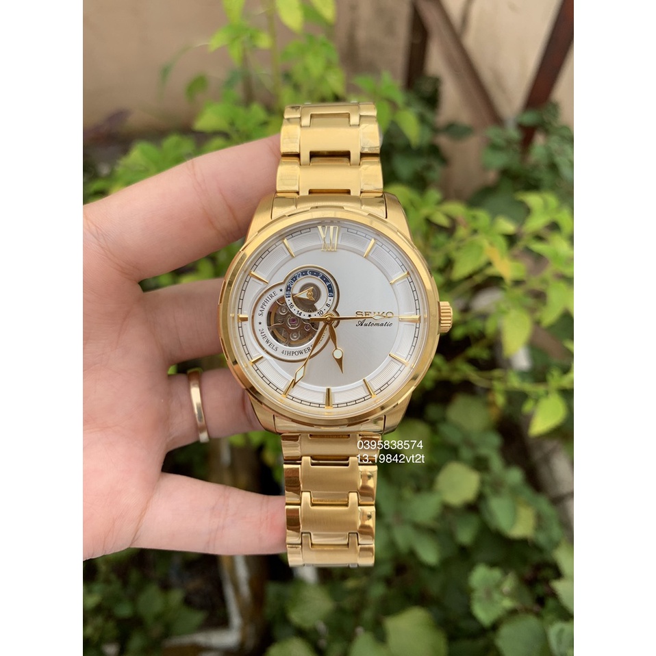 Đồng hồ SEIKO Kim Loại Lộ 2 Tim Nhật Bản Japan Nam Cơ tự động AUTOMATIC, lộ cơ Kính SAPHIRE sang trọng BẢO HÀNH 24 THÁNG