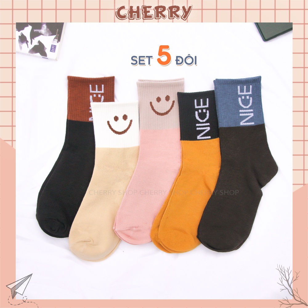 Tất cổ cao nữ nam, tất vớ cổ cao chất liệu vải Hàn co giãn bốn chiều chống hôi chân - Cherry Shop