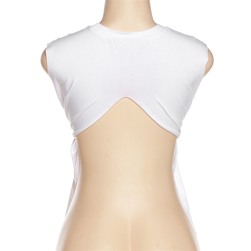 Áo Tank Top Sát Nách Cổ Tròn In Hình Anime Xẻ Tà Thắt Nơ Gợi Cảm Cho Bạn Gái