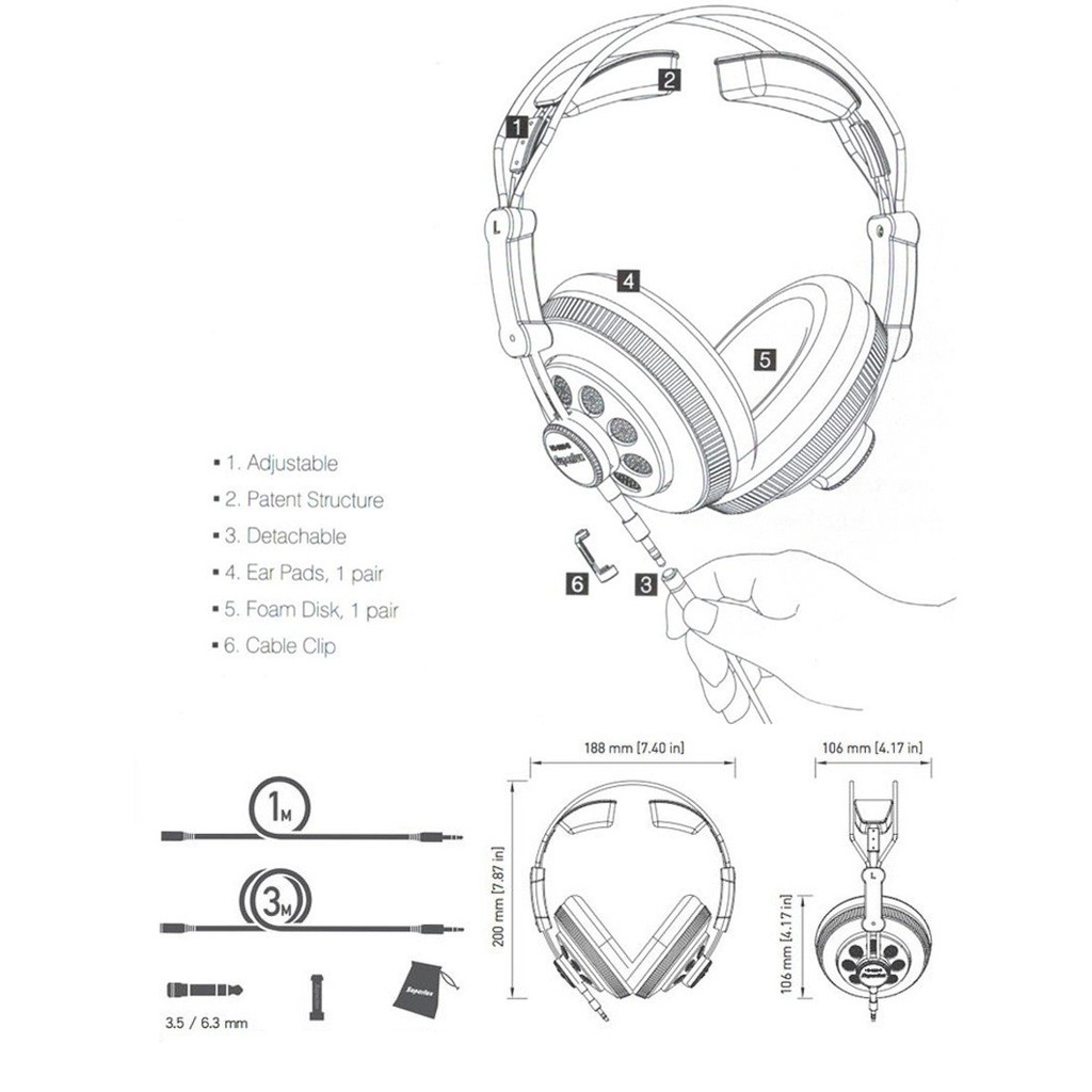 [Mã 267ELSALE hoàn 7% đơn 300K] TAI NGHE SUPERLUX HD668B CAO CẤP HÀNG CHÍNH HÃNG