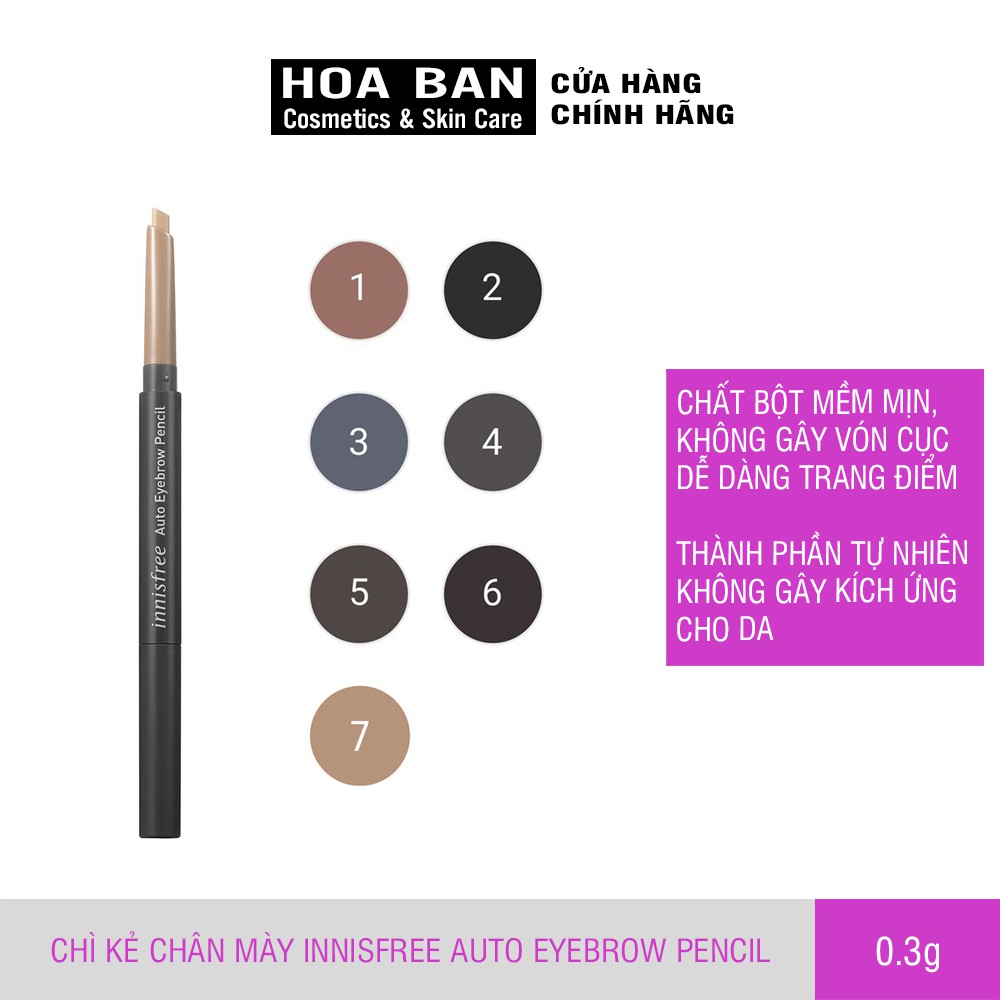 Chì kẻ chân mày innisfree Auto Eyebrow Pencil 0.3g