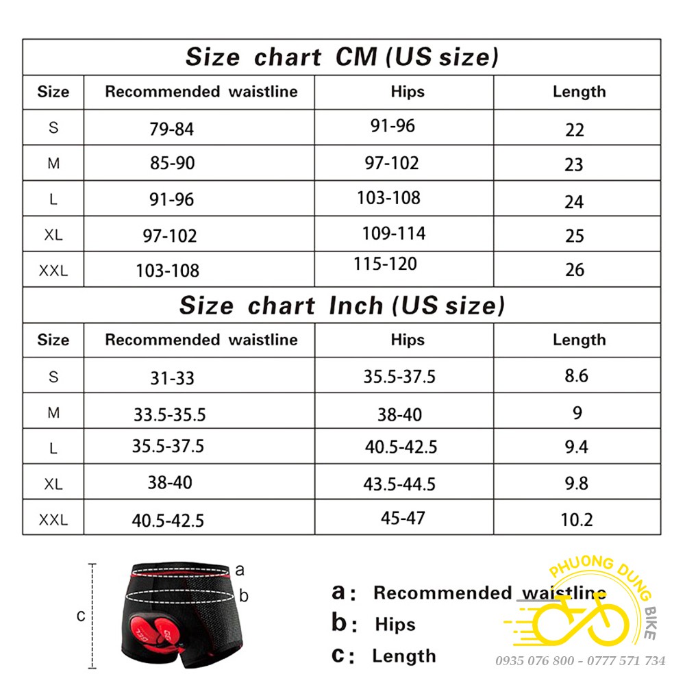 Quần ngắn xe đạp miếng lót Gel Đỏ - Quần lót đệm mông đi xe đạp