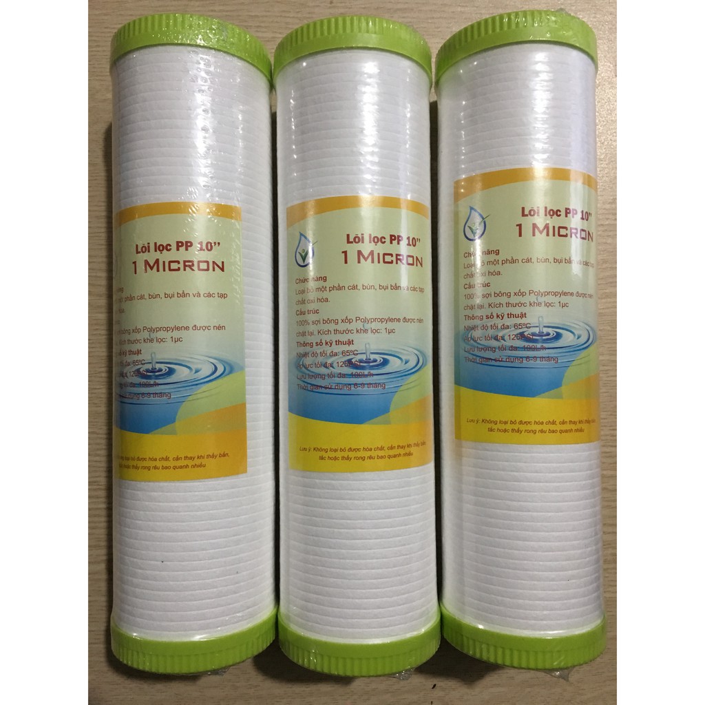 Bộ 10 lõi lọc nước 1 Micron cho máy RO, Kangaroo, Karofi, Htech,...