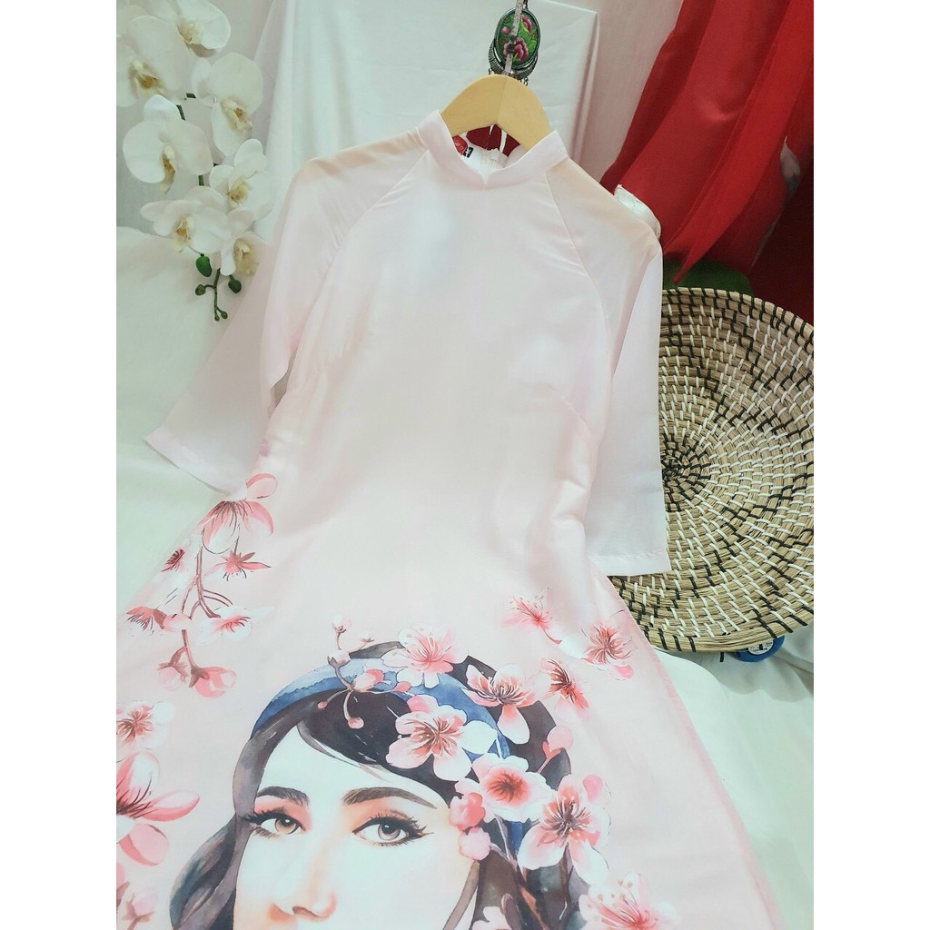 Áo Dài Cách Tân VinTage Cô Gái Hồng( Gồm Áo + Quần) | BigBuy360 - bigbuy360.vn