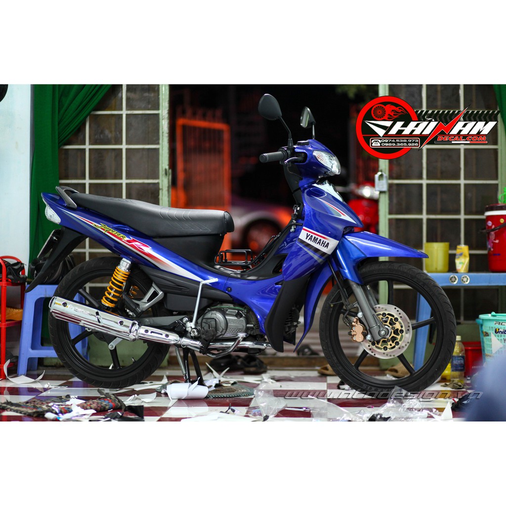 Tem trùm xe jupiter R Xanh Trắng Đỏ