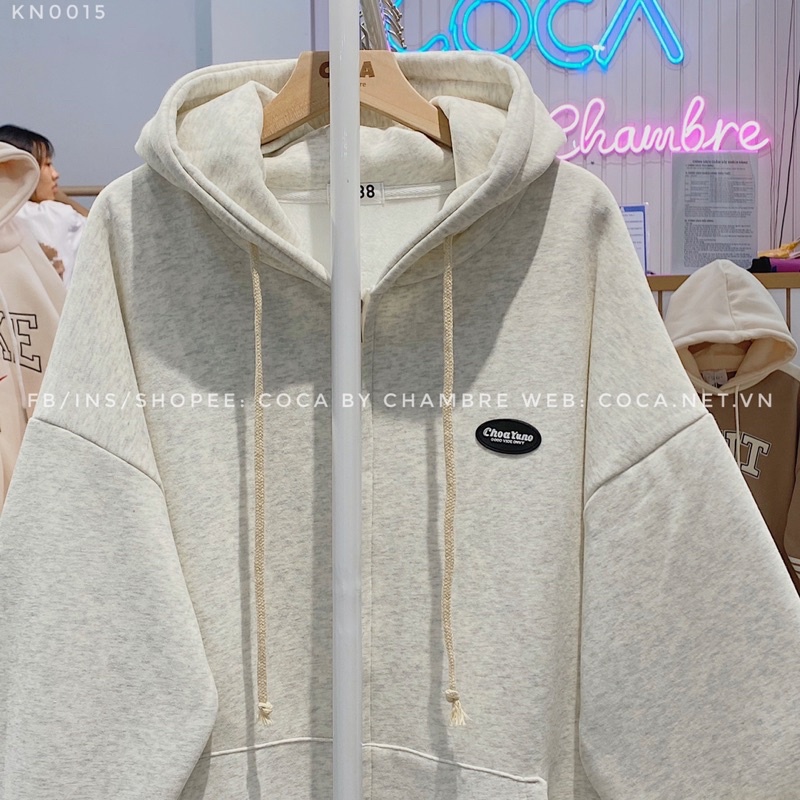 [KN0015]🐮 Áo khoác HOODIE ZIP nỉ lót lông may logo cao su CHOA YUNO form rộng (Có sẵn/ảnh thật) | BigBuy360 - bigbuy360.vn