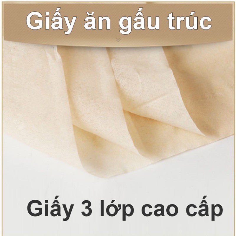 Giấy Ăn Gấu Trúc SIPIAO Siêu Dai SỢI TRE KHÔNG TẨY , Giấy gấu trúc loại 300 tờ/1 gói