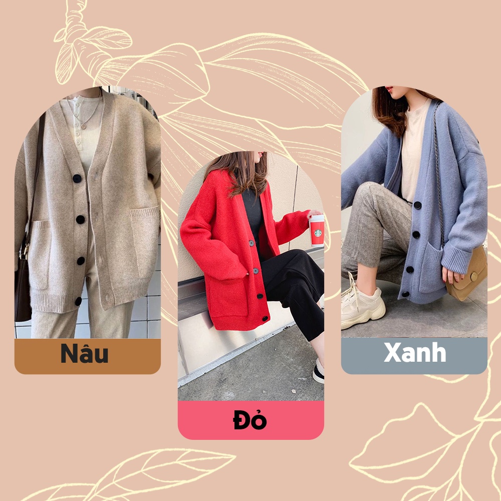(SẴN) Áo khoác cardigan len nữ dài tay dễ thương học sinh cài cúc túi hộp dáng oversize JK Nhật Bản A00076 | BigBuy360 - bigbuy360.vn