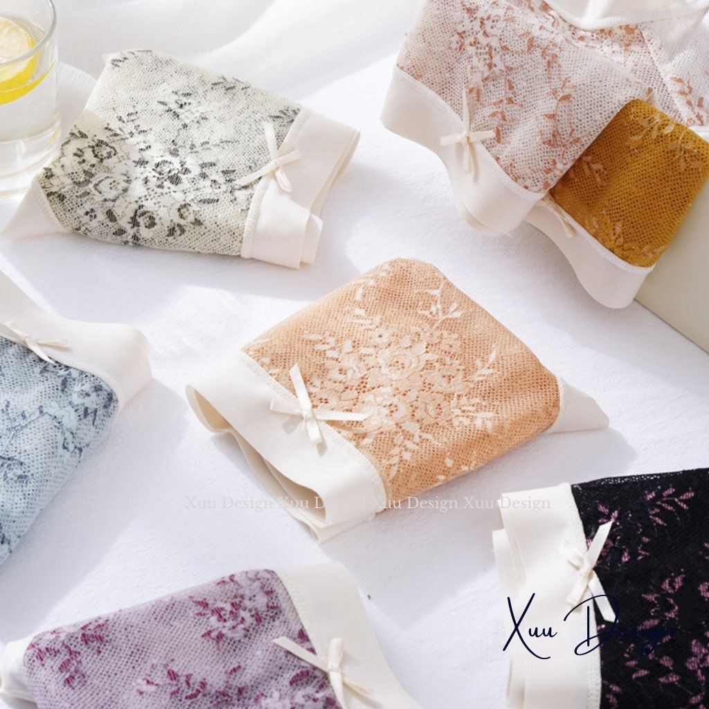 Quần lót nữ ren sexy Wexuu Design, Quần lót ren hoa nhí sexy cao cấp viền su mềm mại thoáng khí - QC56